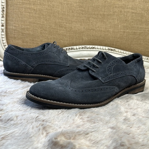 Bruno Marc | Blue-Gray Suede Wingtips Men’s 11 - Picture 3 of 13